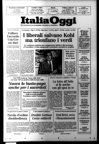 Italia oggi : quotidiano di economia finanza e politica